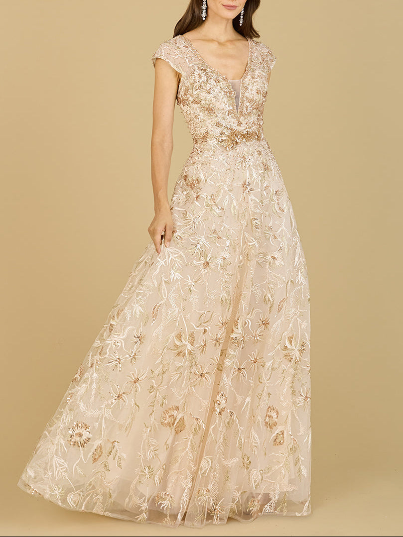Lace Embellished A-Line Dress - JUSTLUXURY