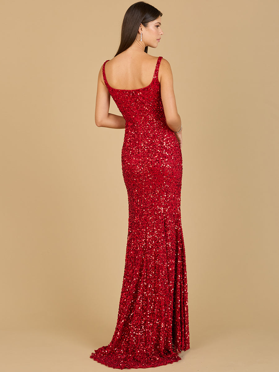 Sweetheart Neckline, Beaded Gown with Slit - JUSTLUXURY