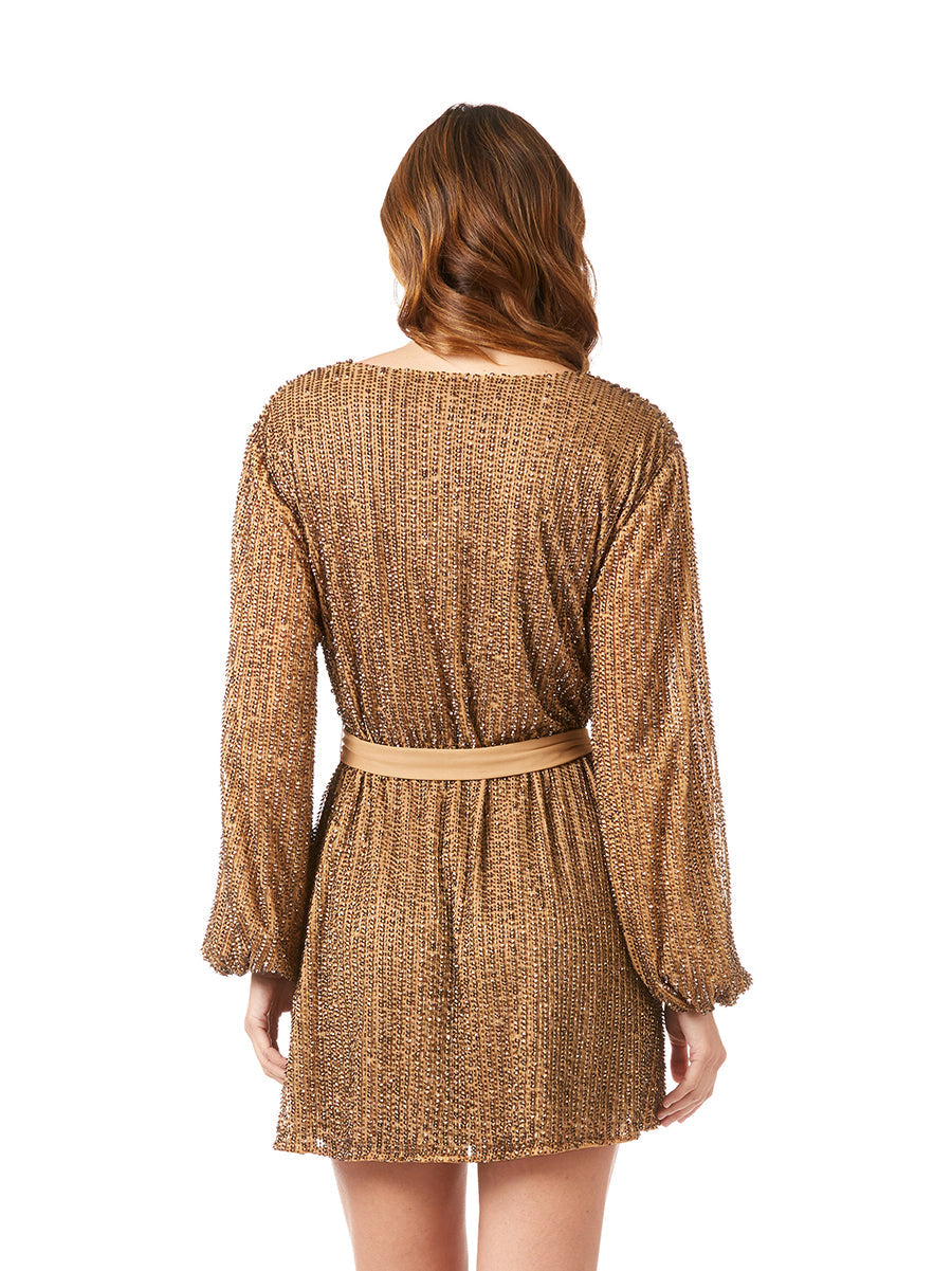 Long Sleeve Cocktail Wrap Dress - OUTLET - JUSTLUXURY