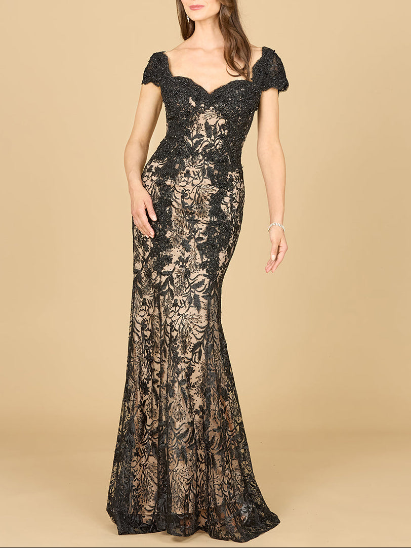 Fitted Lace Mermaid Gown - JUSTLUXURY