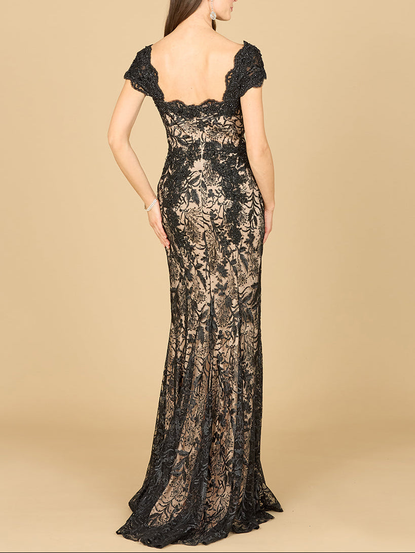 Fitted Lace Mermaid Gown - JUSTLUXURY