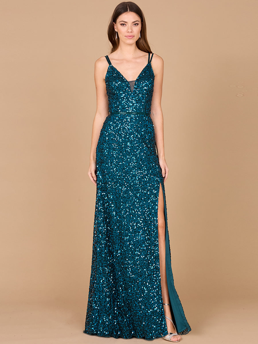 Beaded Prom Dress with High Slit - JUSTLUXURY