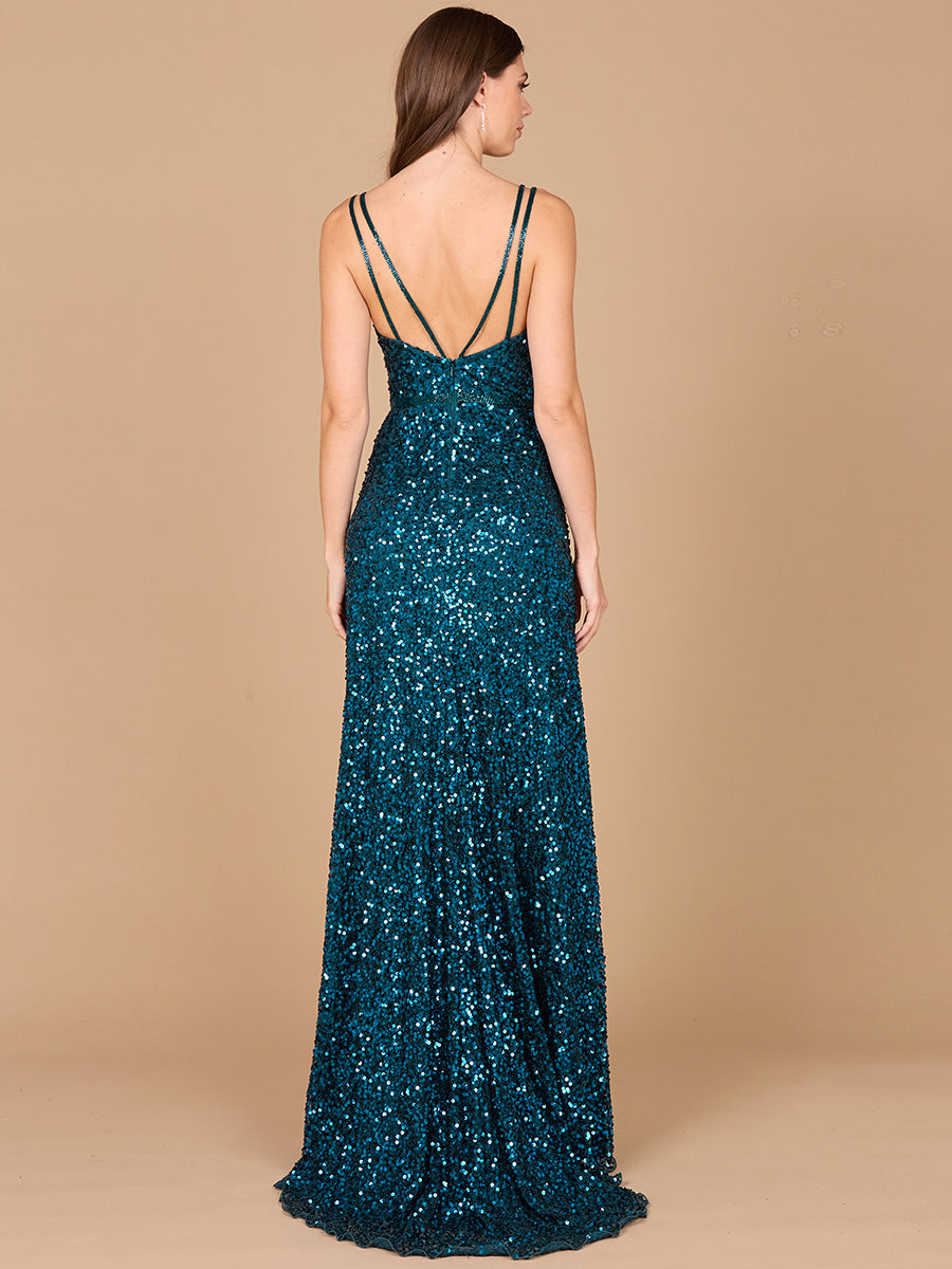 Beaded Prom Dress with High Slit - JUSTLUXURY