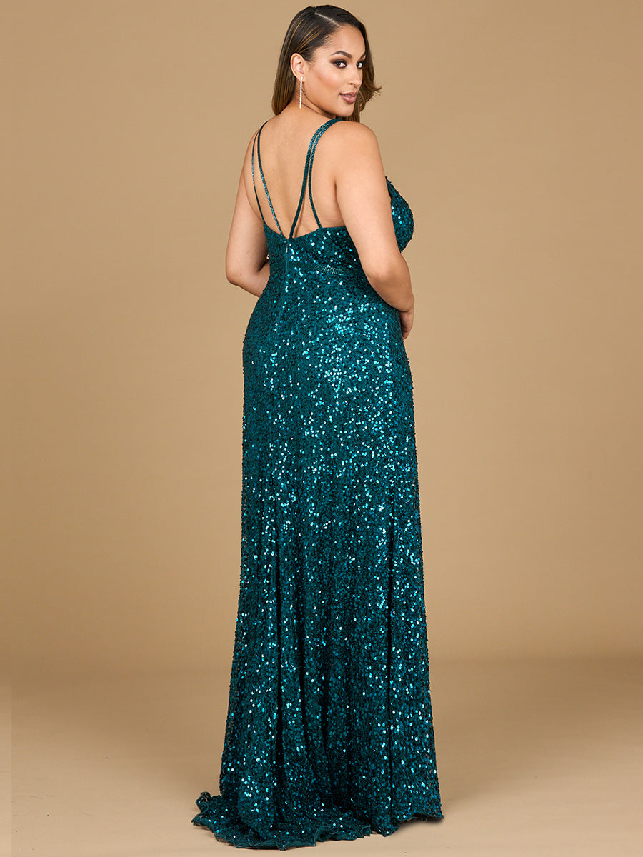 Beaded Prom Dress with High Slit - JUSTLUXURY
