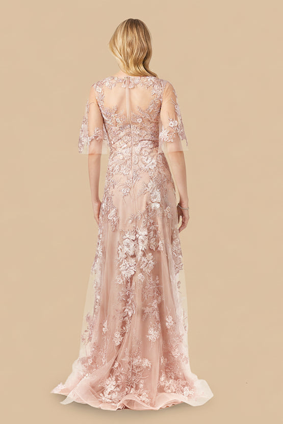 Cape Sleeve Lace Modest Gown - JUSTLUXURY
