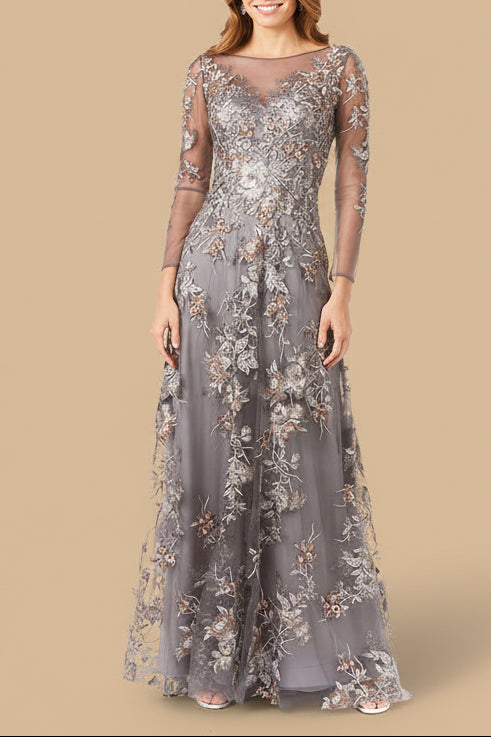 Long Sleeve Modest Lace Gown - JUSTLUXURY