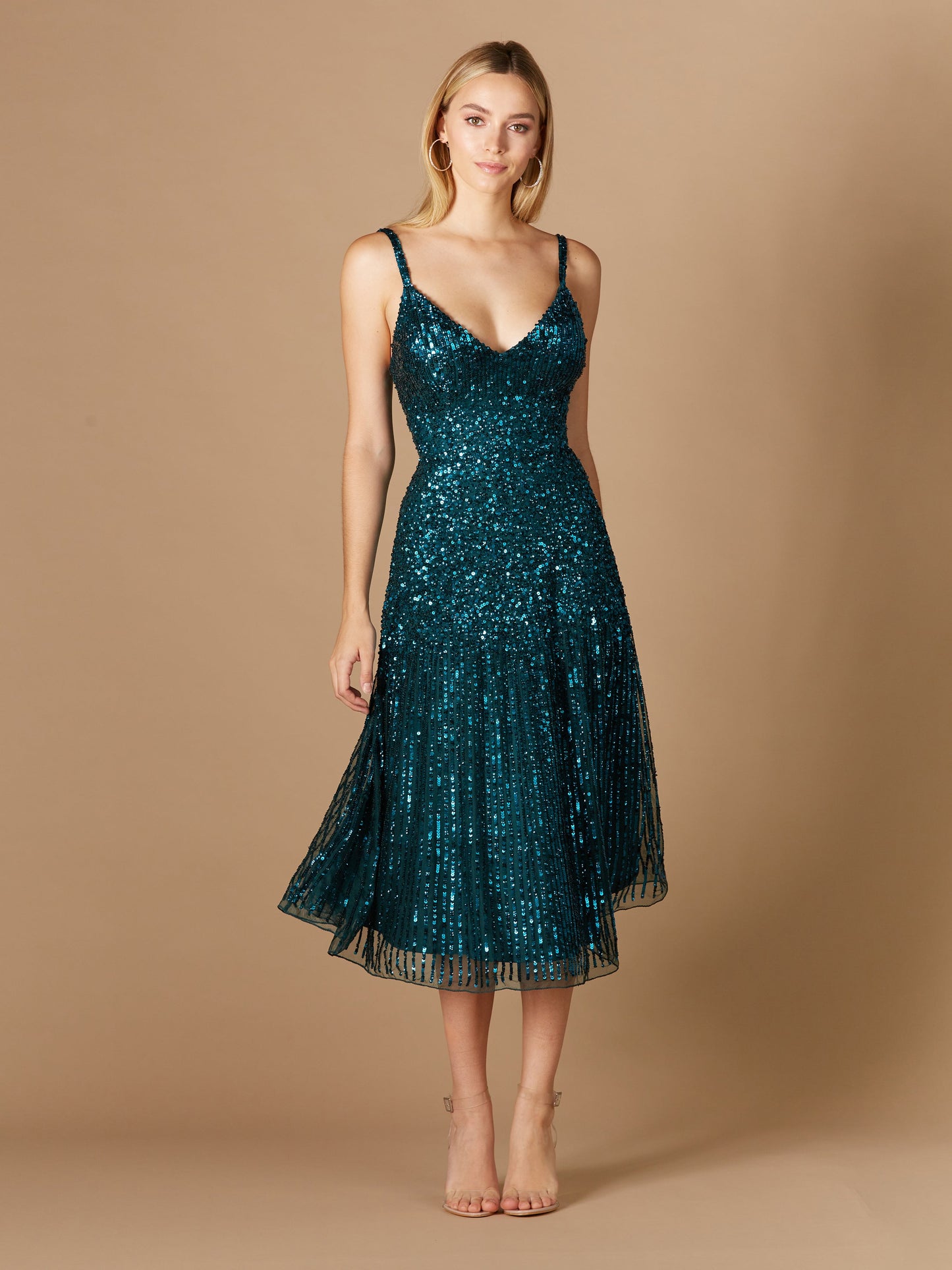 Flowing, Sequin Midi Dress - JUSTLUXURY