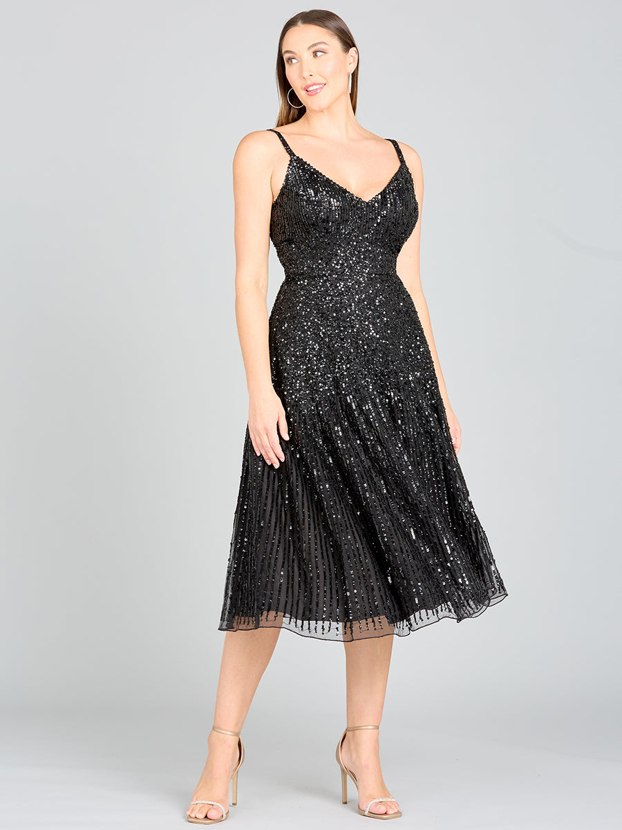 Flowing, Sequin Midi Dress - JUSTLUXURY
