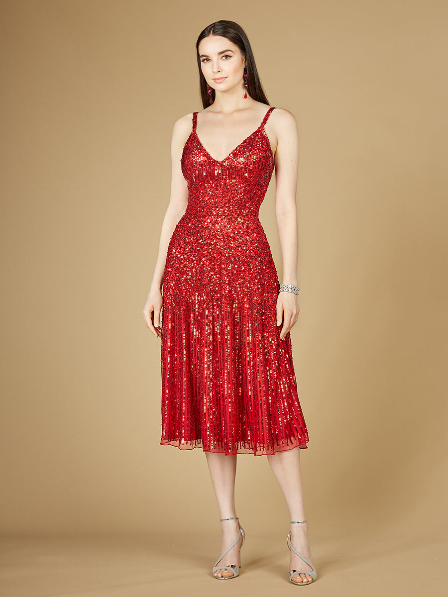 Flowing, Sequin Midi Dress - JUSTLUXURY