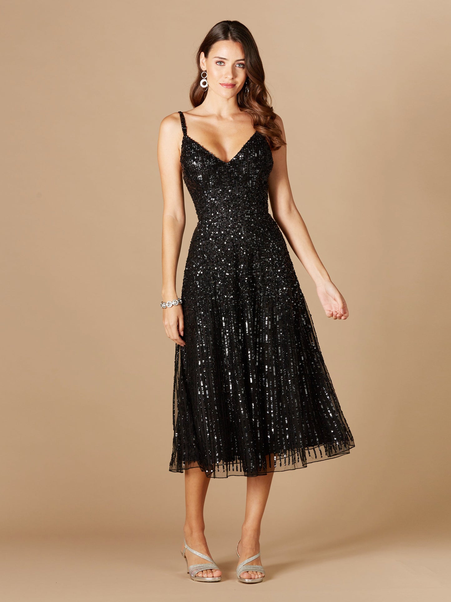 Flowing, Sequin Midi Dress - JUSTLUXURY