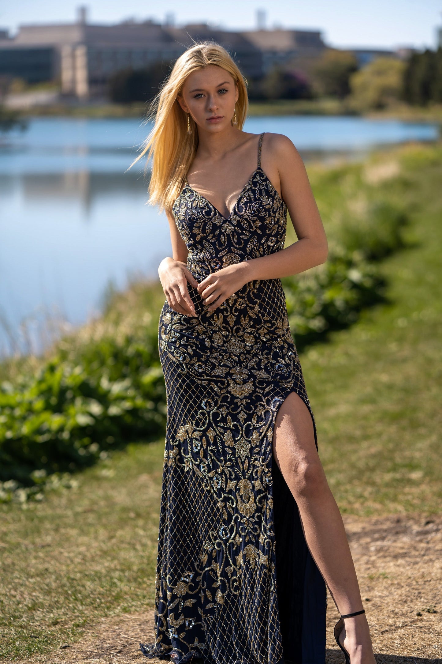 Beaded Tank Dress with Slit - OUTLET - JUSTLUXURY