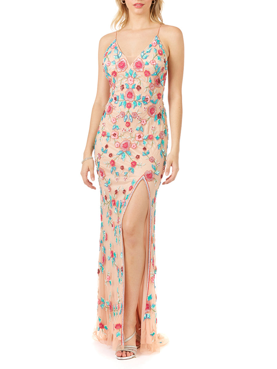 Lara 29486 - Thigh High Slit with Open Back Dress - JUSTLUXURY