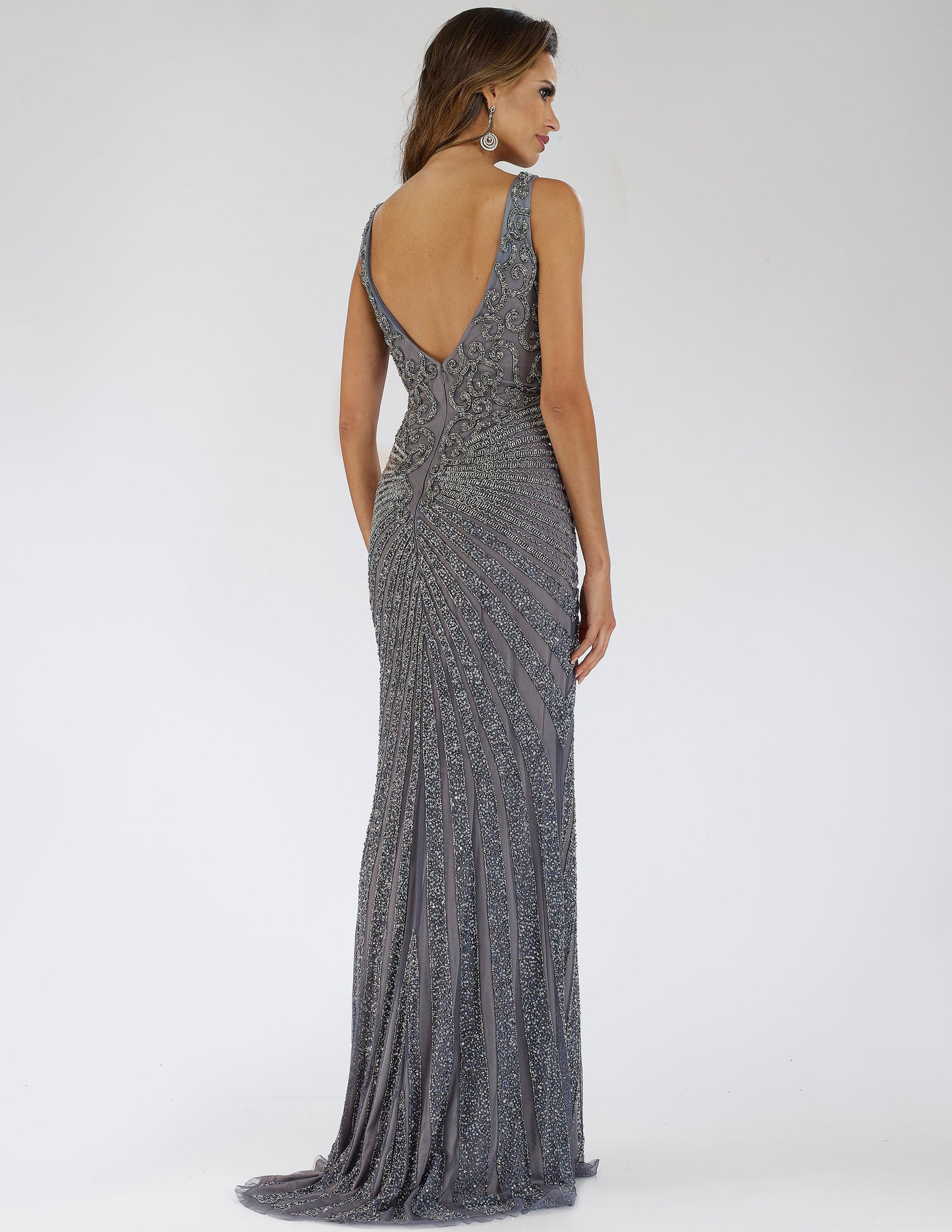 Lara 29528 - Thigh High Slit Beaded Gown - JUSTLUXURY