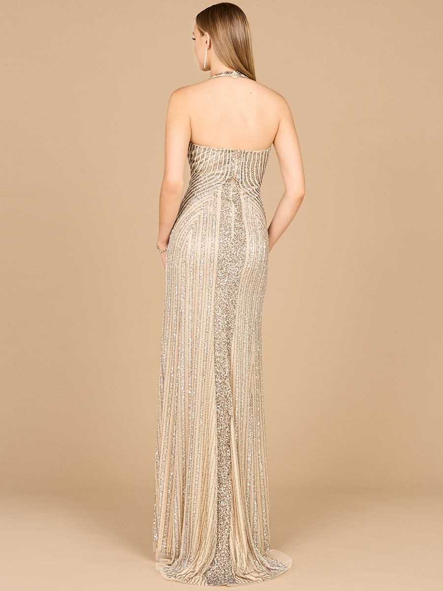 Halter Neck Dress with Keyhole - JUSTLUXURY