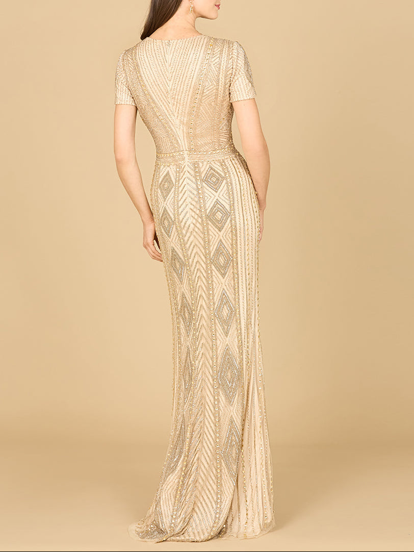 Lara 29606 - Closed Back, Cap Sleeve Dress - JUSTLUXURY