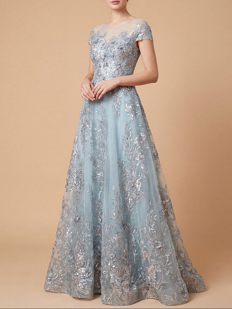 Beautiful Lace Applique A-line Ball Gown | Lara 29619 - JUSTLUXURY