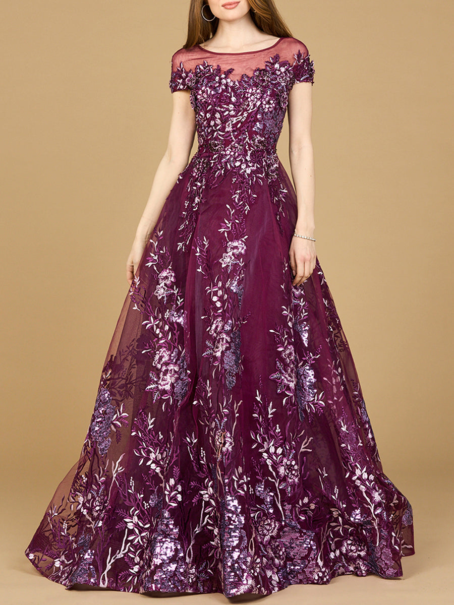Beautiful Lace Applique A-line Ball Gown | Lara 29619 - JUSTLUXURY