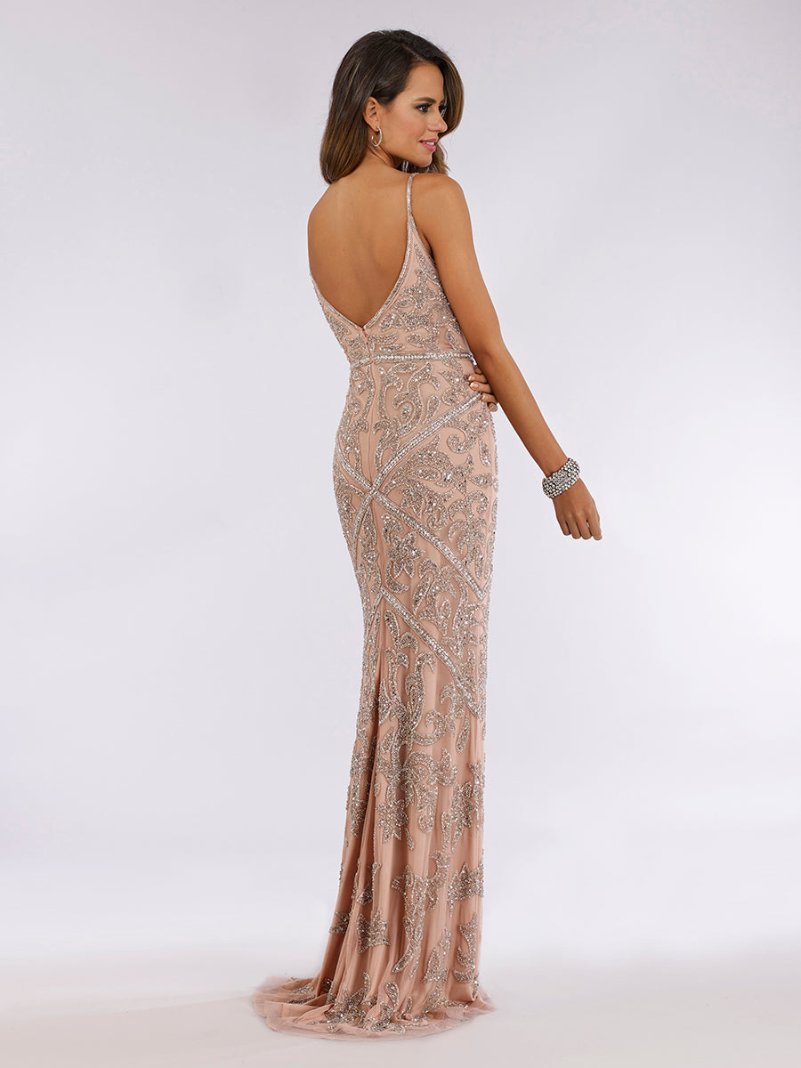 Lara 29744 - Spaghetti Strap Beaded Dress - JUSTLUXURY