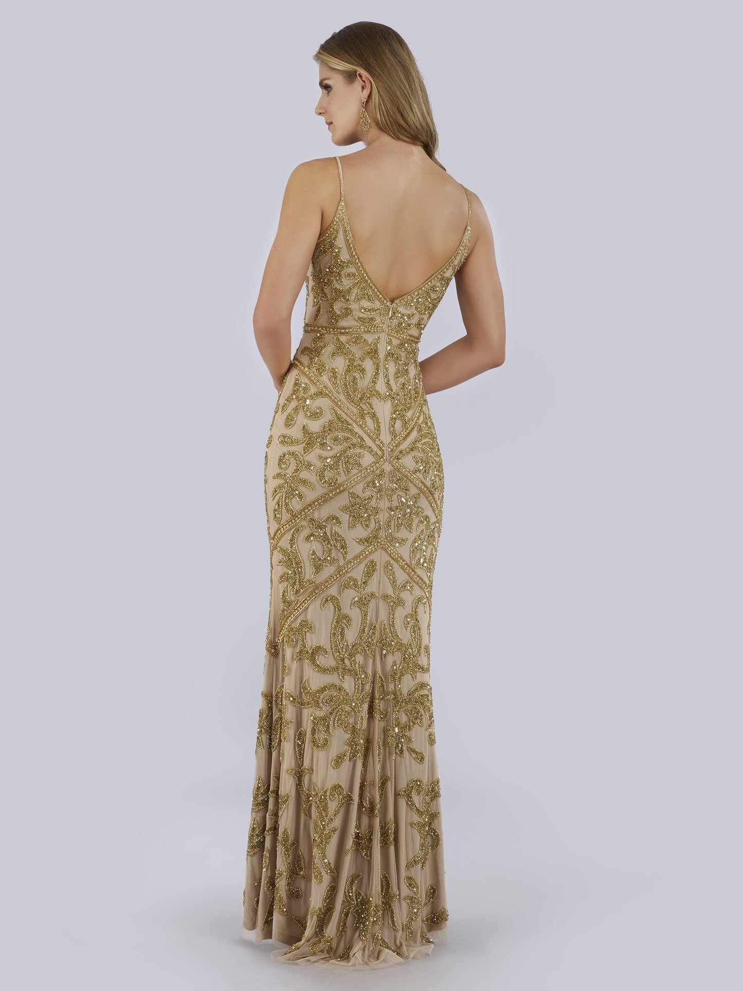 Lara 29744 - Spaghetti Strap Beaded Dress - JUSTLUXURY