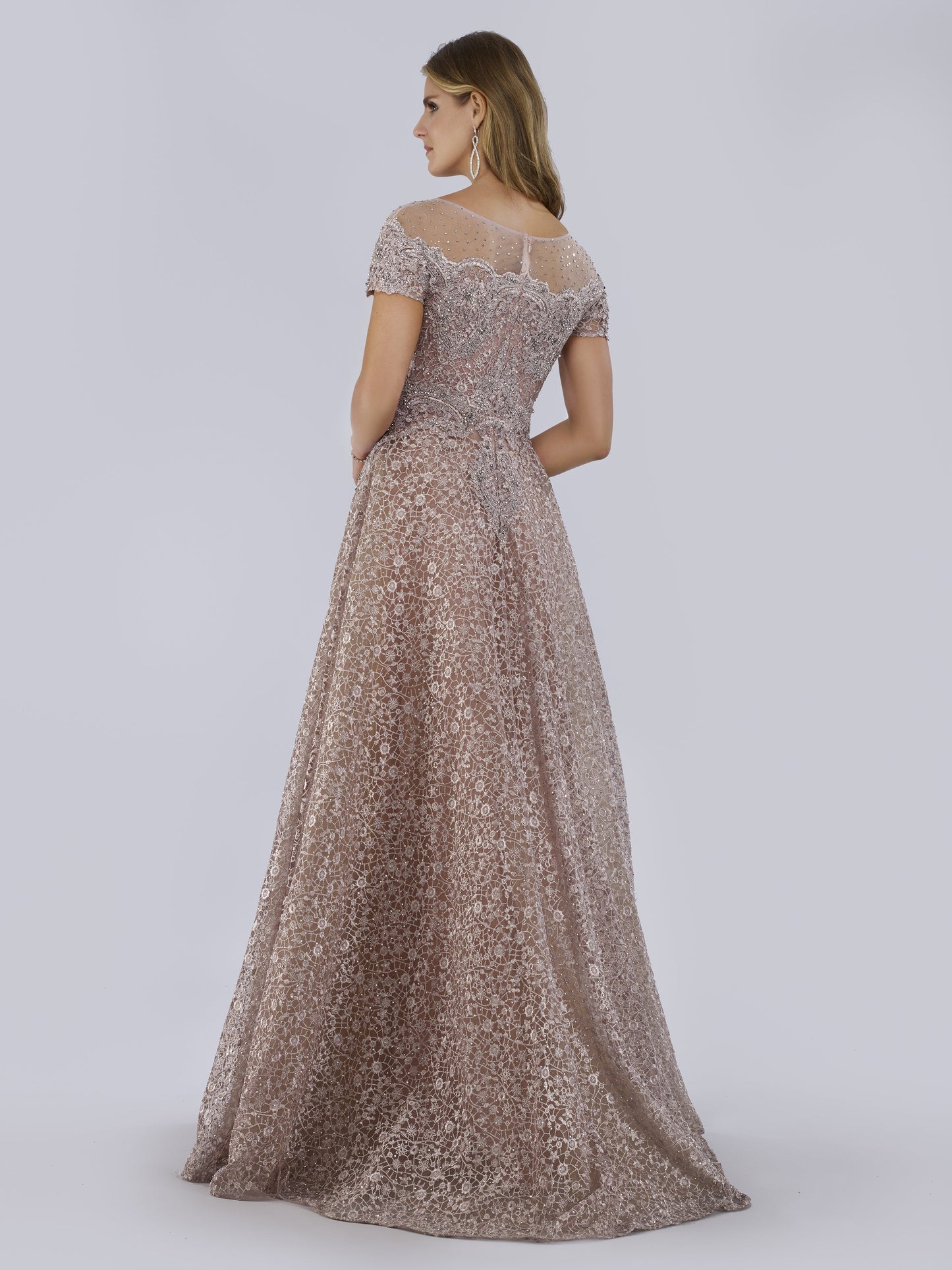 Sheer Off Shoulder Ball Gown | Lara 29765 - JUSTLUXURY