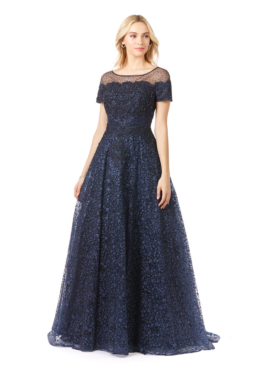 Sheer Off Shoulder Ball Gown | Lara 29765 - JUSTLUXURY