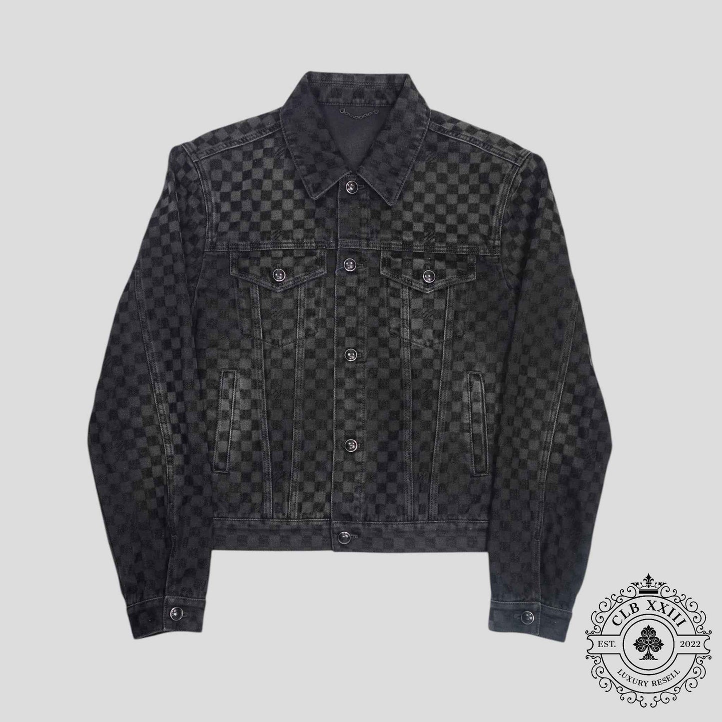 Louis Vuitton Damier Ultrablack Flocked Denim Trucker Jacket in Black