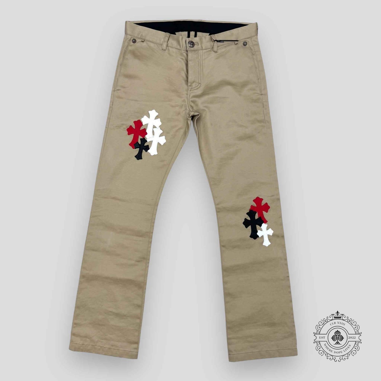 Chrome Hearts Cross Patch Chino Pants in Tan