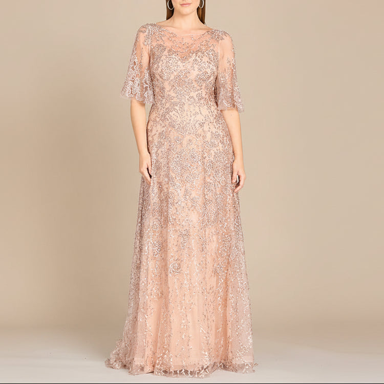 Lara 33277 - Cape Sleeve Mother's Gown - JUSTLUXURY