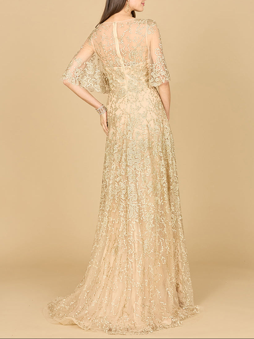 Lara 33277 - Cape Sleeve Mother's Gown - JUSTLUXURY