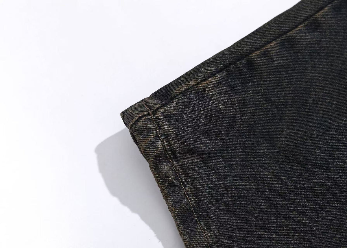 Distressed Wide-Leg Jeans