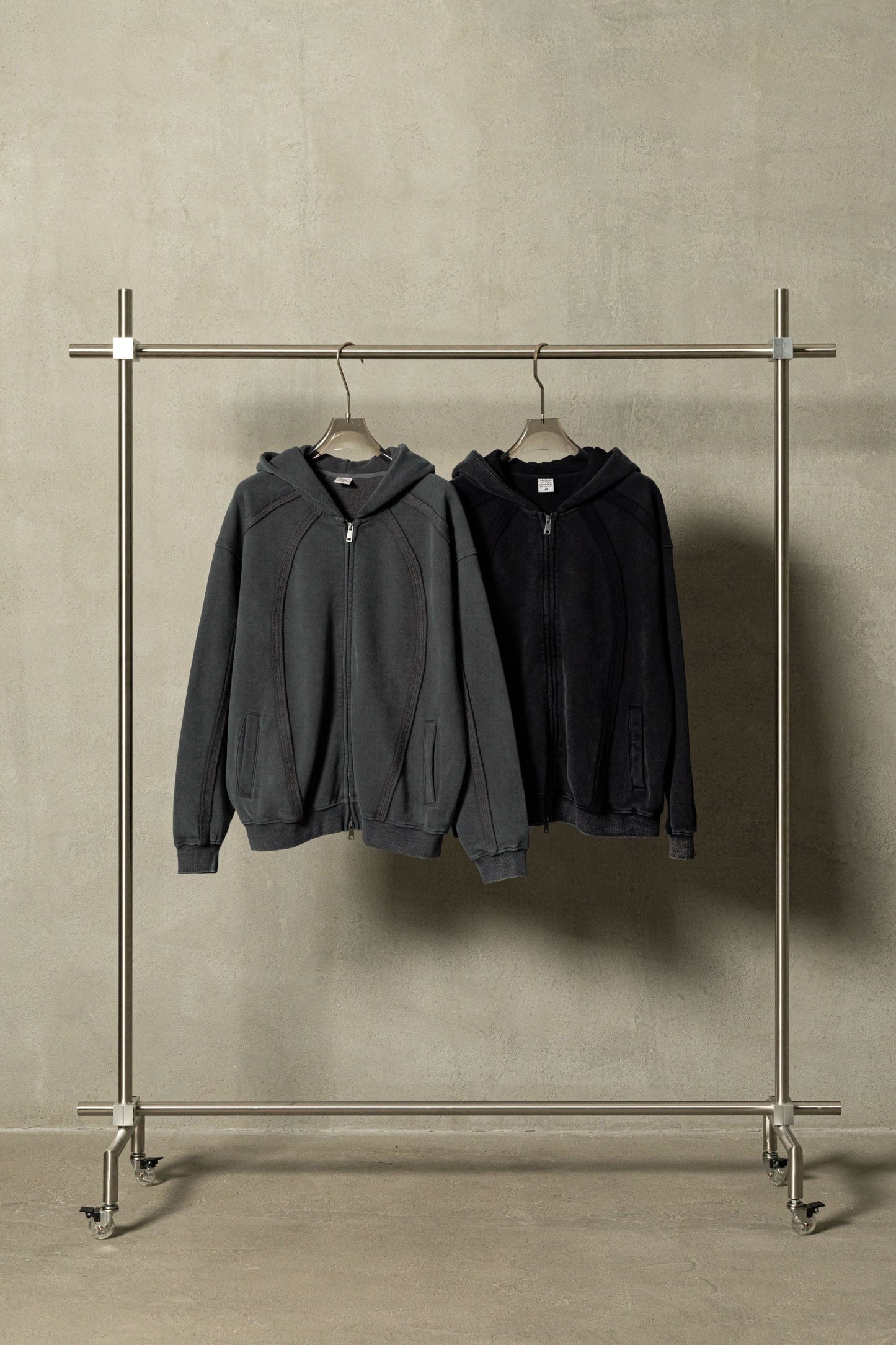 Structured Panel | Baggy Zip-Up Hoodie