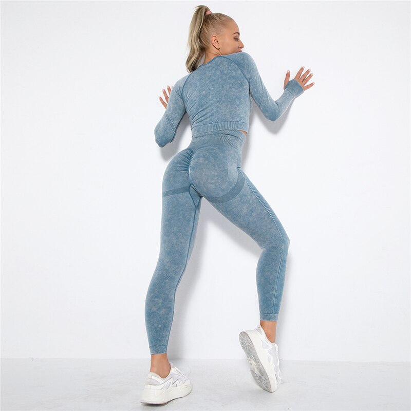 Fitness Gym Sets 2pcs Sports Push Up Suits High Strech Strunch Yoga Leggings Sets Workout Outfit Women Running Yoga Suits