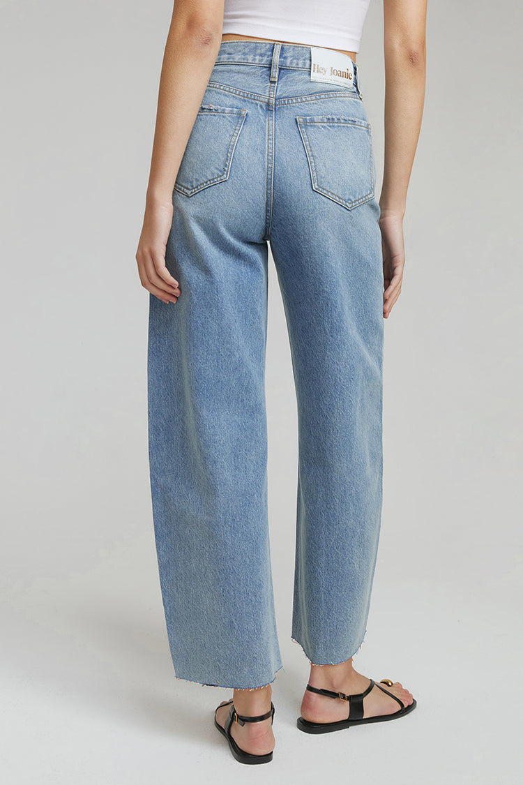 Moon Curve Raw Hem Crop Jeans HJ129 - JUSTLUXURY