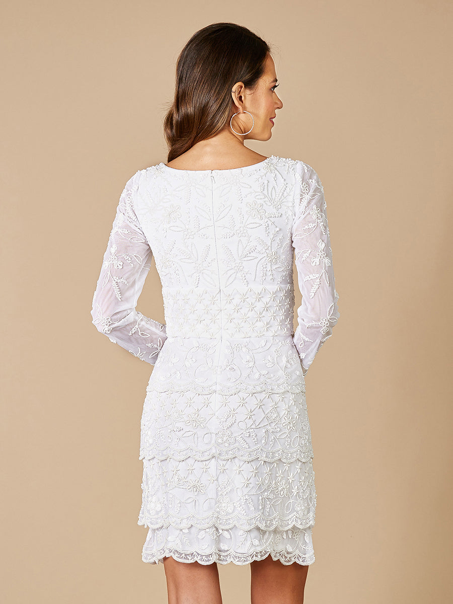 Lara Goldie Beaded V-Neck Mini Dress - JUSTLUXURY
