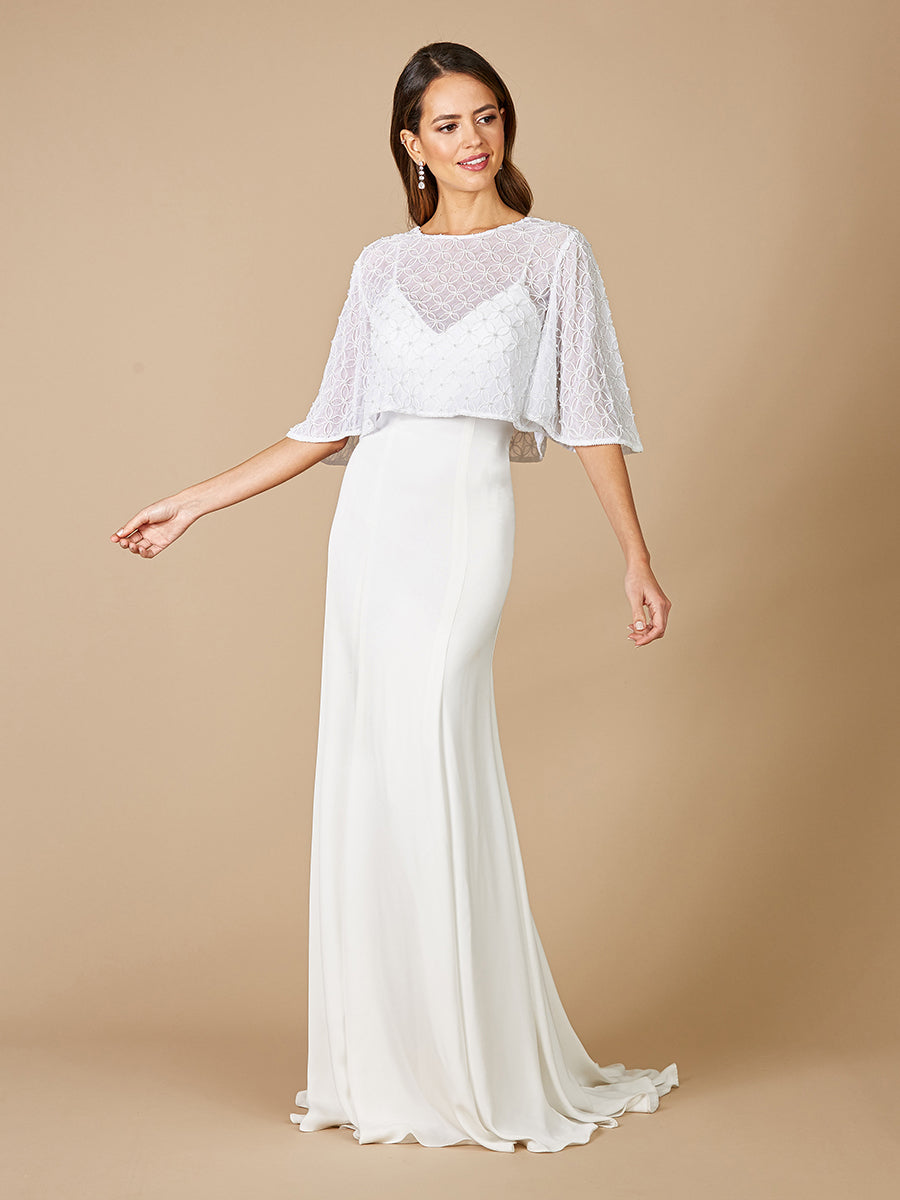 Lara Gina Beaded Tulle Capelet - JUSTLUXURY