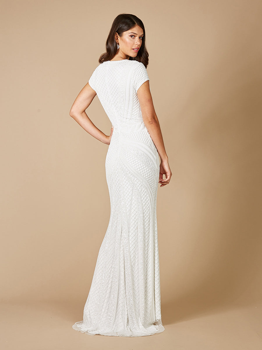 Lara Flavia Fitted Beaded Wedding Gown - JUSTLUXURY