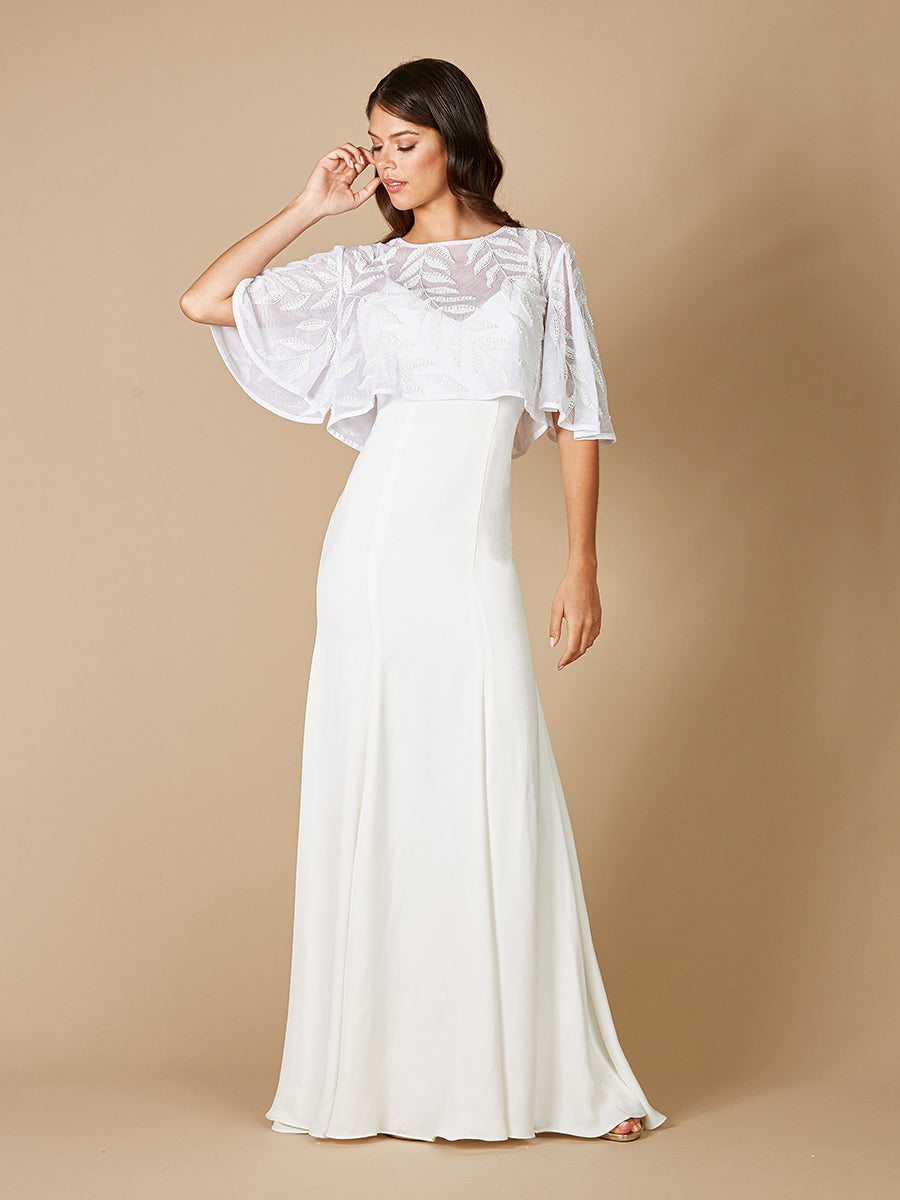 Gilly Boho Beaded Pull-On Bridal Capelet - JUSTLUXURY