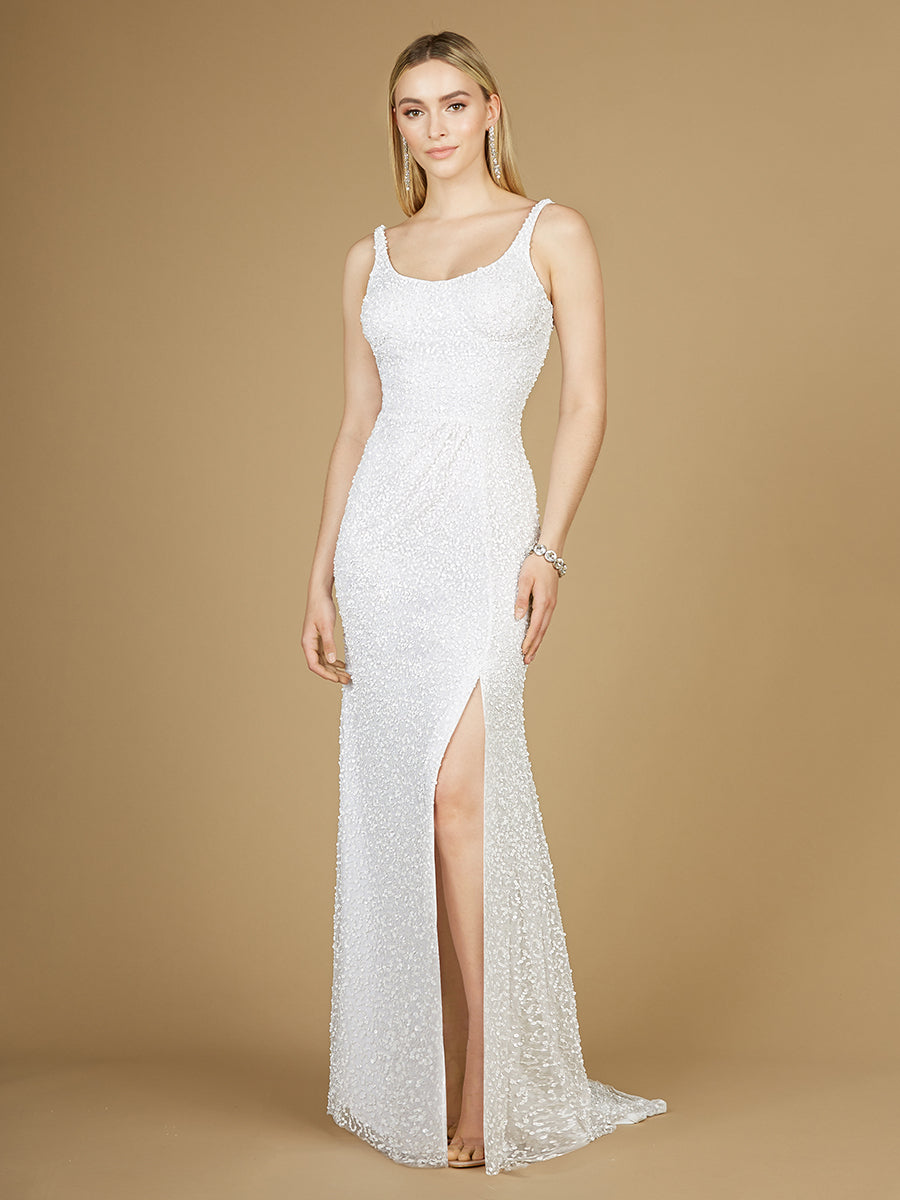 Bridal Beaded Gown with Slit - JUSTLUXURY