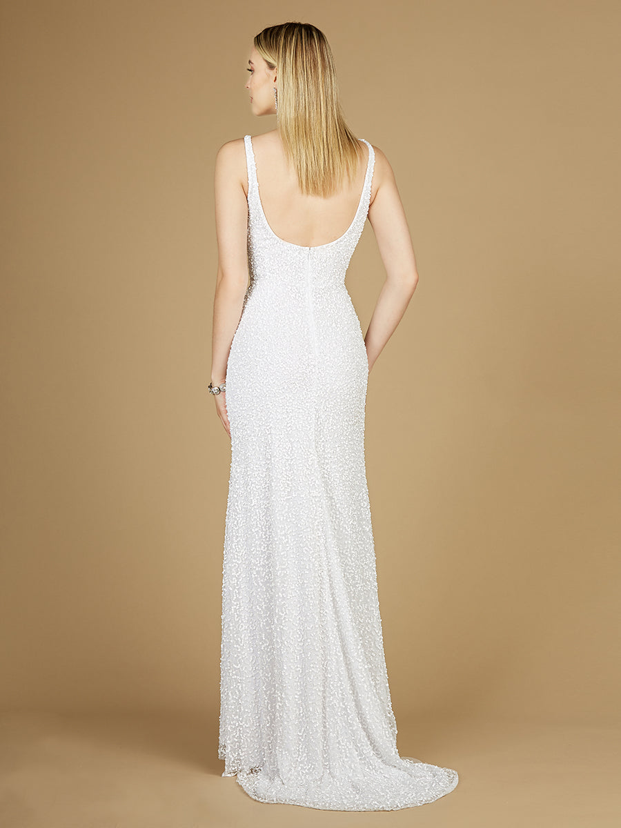Bridal Beaded Gown with Slit - JUSTLUXURY