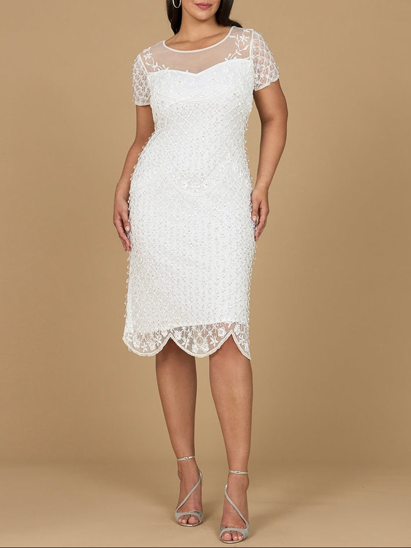 Beaded Midi Dress with Cap Sleeves - OUTLET - JUSTLUXURY