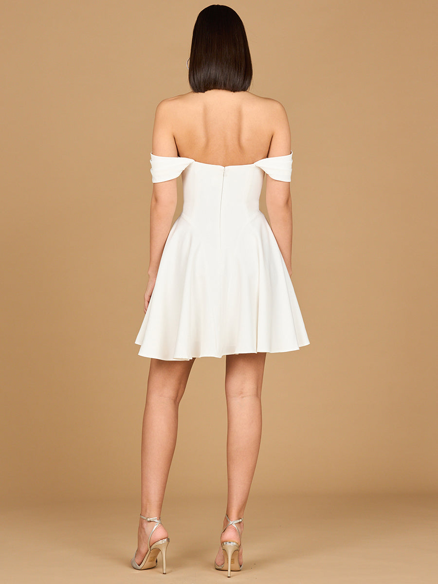 Off Shoulder, A-line Bridal Short Dress - JUSTLUXURY