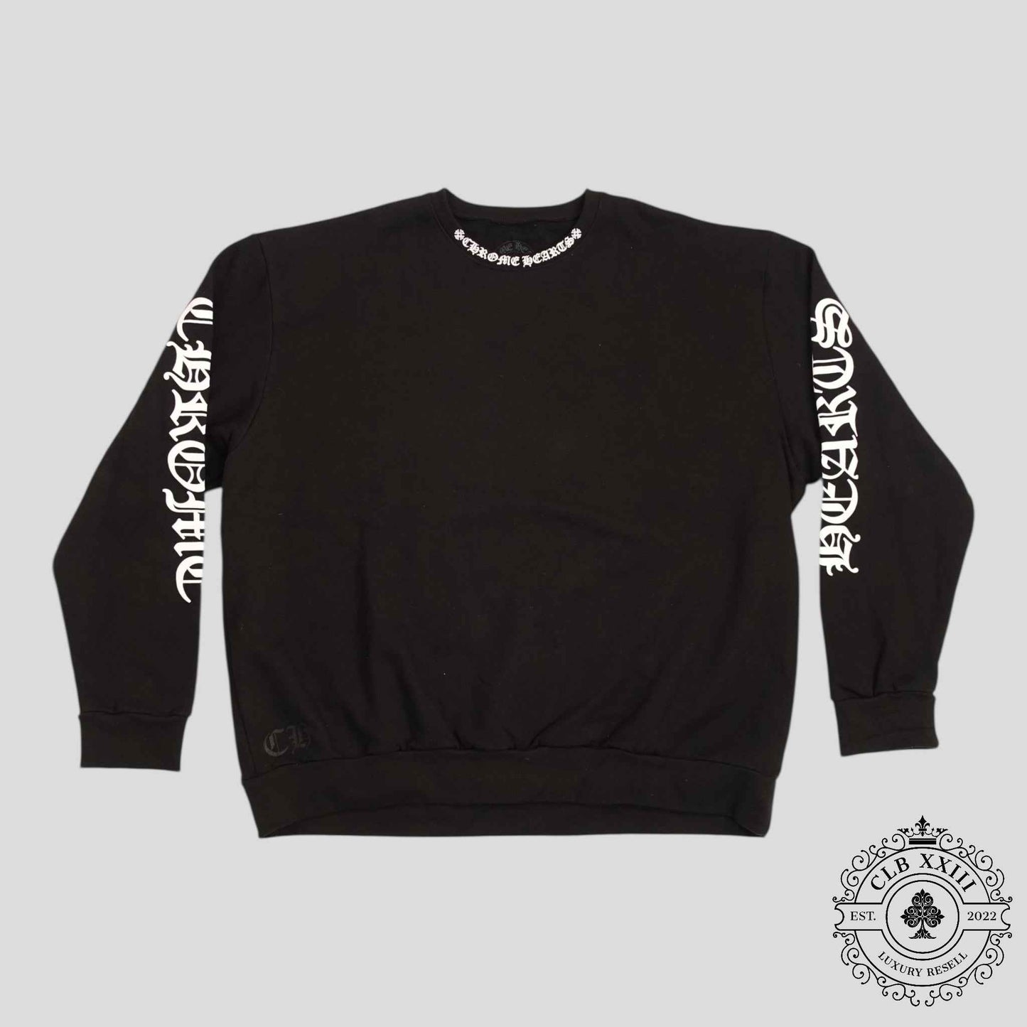 CHROME HEARTS NECK LOGO CREWNECK SWEATSHIRT - BLACK