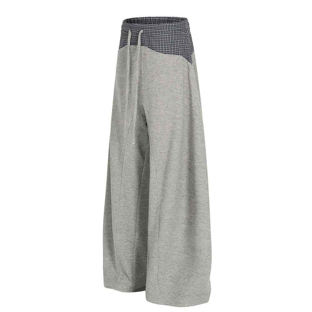 LUW Plaid Patchwork Contrasting Casual Sweatpants