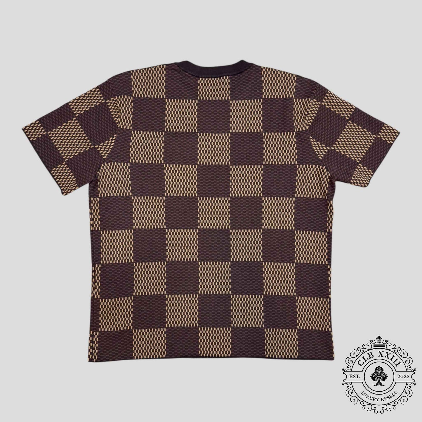 Louis Vuitton Damier Short-Sleeved Crewneck With LV Crystal Patch