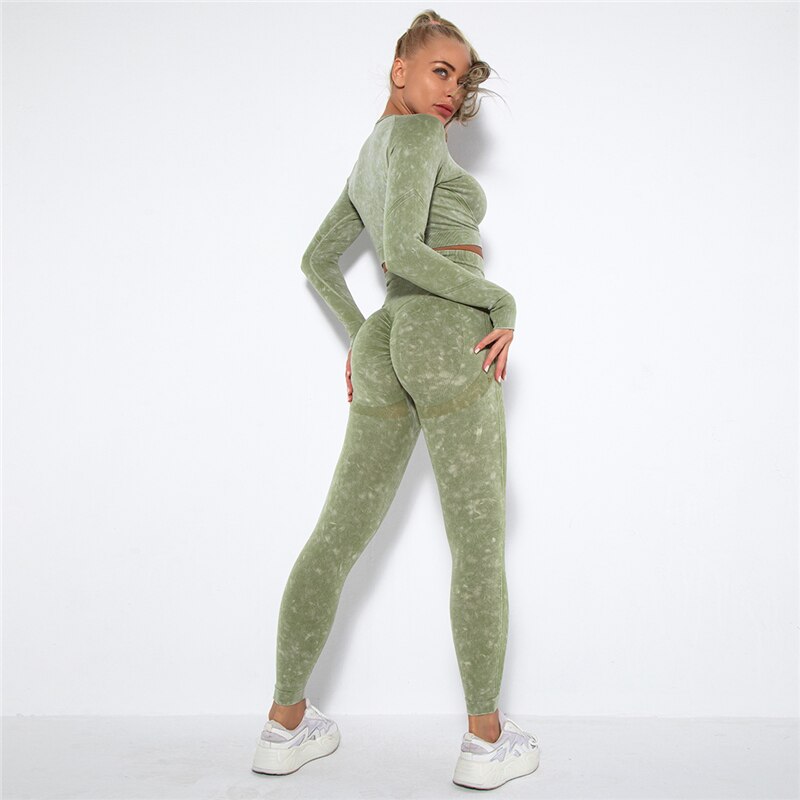 Fitness Gym Sets 2pcs Sports Push Up Suits High Strech Strunch Yoga Leggings Sets Workout Outfit Women Running Yoga Suits