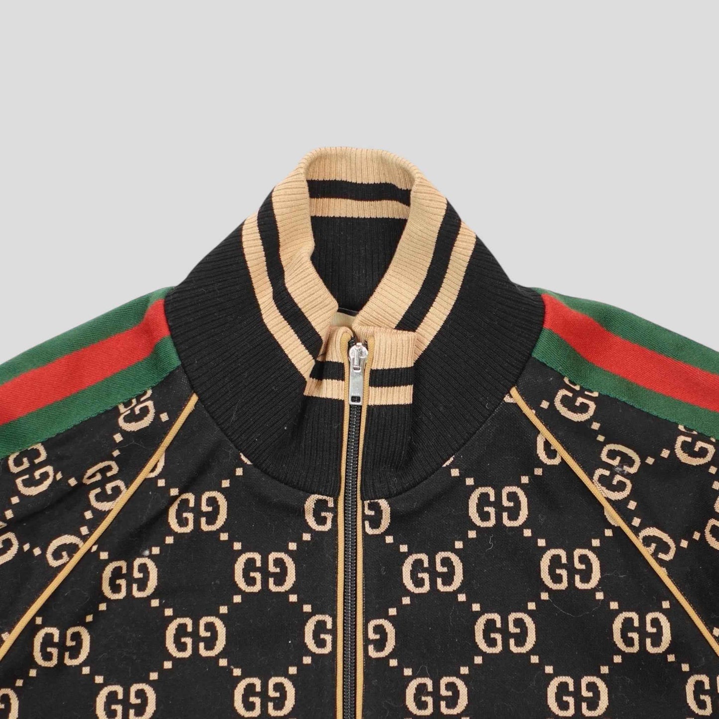 Gucci GG Jacquard Track Jacket in Black/Brown