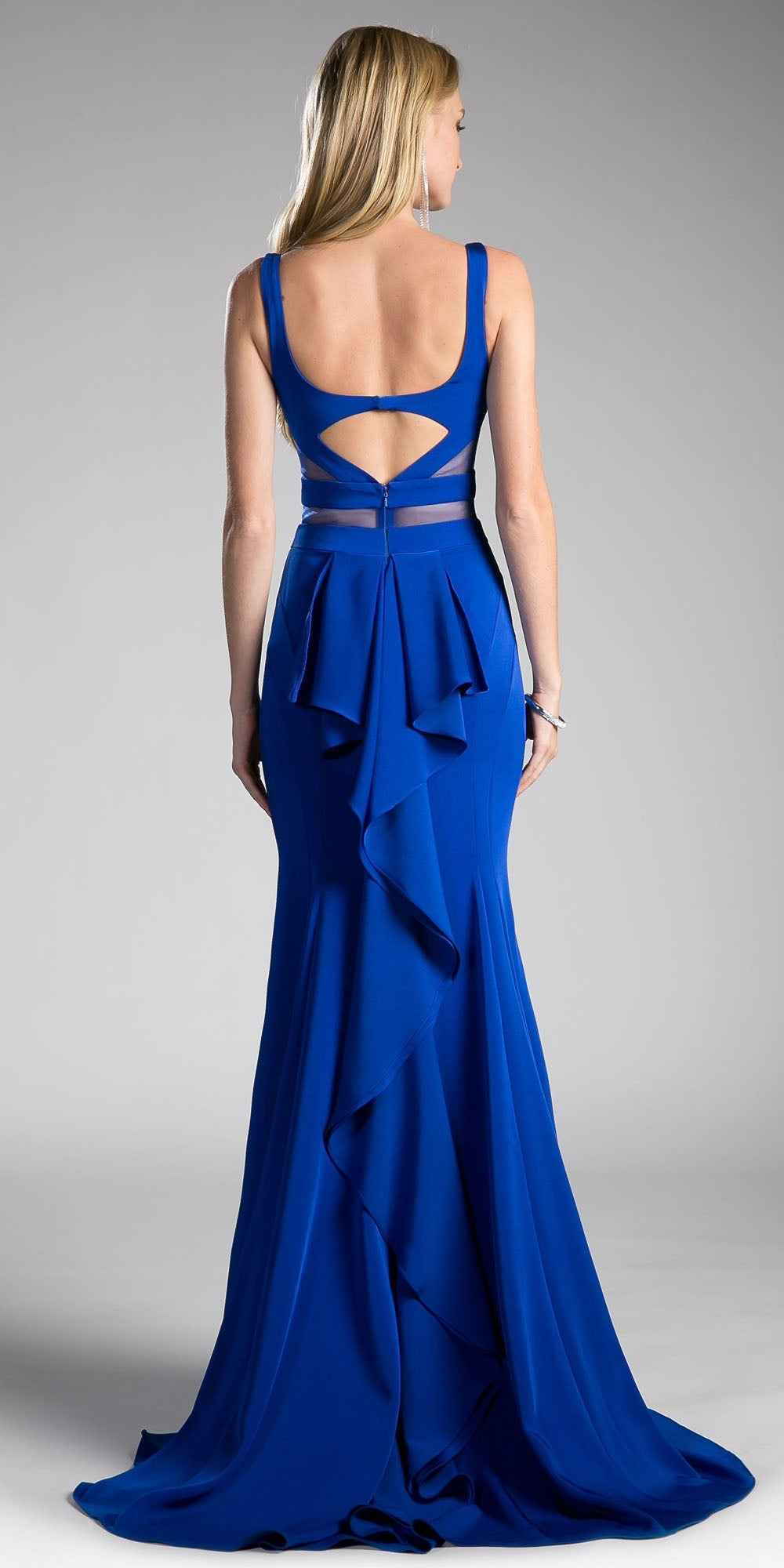 Cinderella Divine 62454 Fitted Jersey Dress Ruffled Cut Out Back