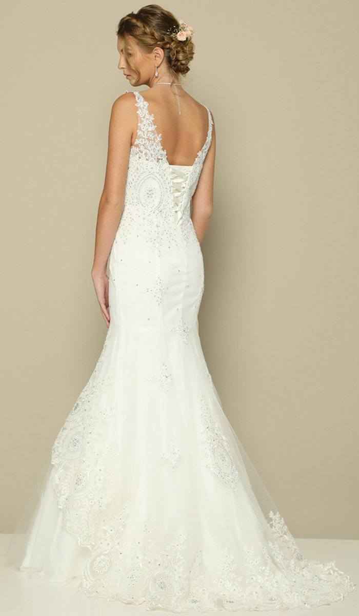 Juliet 654 Mermaid Gown Lace Up Back Embroidered