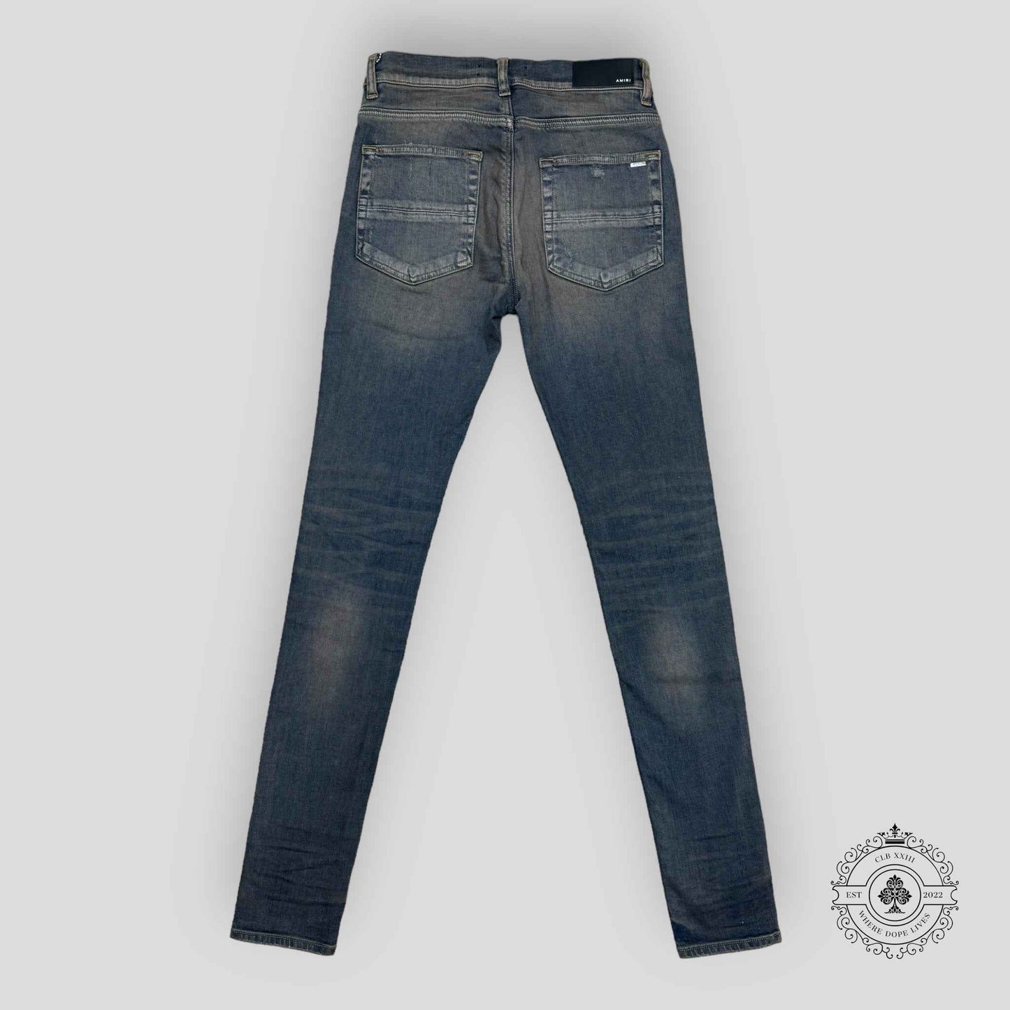 Amiri MX1 Plaid Patch Jeans in Dark Indigo