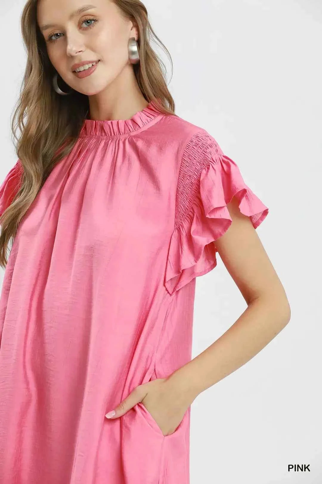 Umgee Ruffle Flutter Sleeve Dress